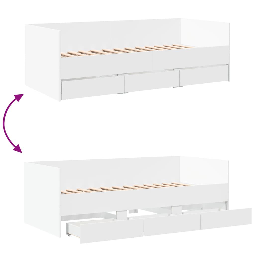vidaXL Slaapbank met lades zonder matras 90x190 cm wit