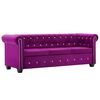 vidaXL Driezitsbank Chesterfield-stijl 199x75x72 cm fluweel paars
