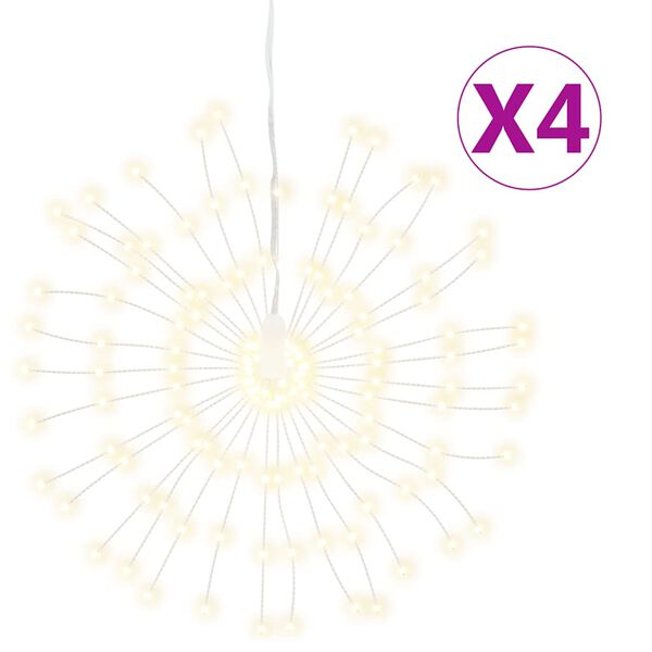 vidaXL Kerstverlichting vuurwerk 4 st 140 warmwitte LED's 17 cm