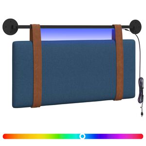 vidaXL Hangend hoofdbord Met LED-verlichting Blauw Antiek PU