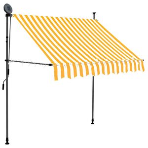 vidaXL Luifel handmatig uitschuifbaar met LED 150 cm wit en oranje