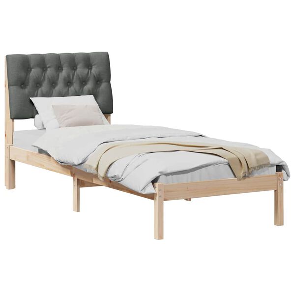 vidaXL Bedframe met Gevoerd Hoofdgedeelte Bruin 75 x 190 cm