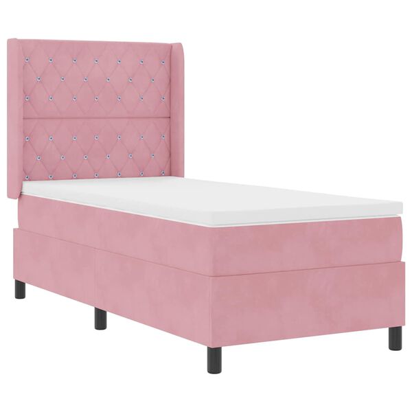 vidaXL Boxspringbed met matras met LED Roze 90 x 200 cm Fluweel