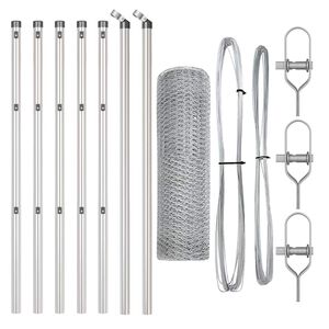 vidaXL zeshoekig gaashek met grondbevestiging 10 x 0,8 m zilver Mesh
