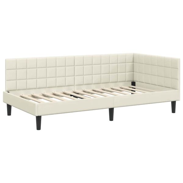 vidaXL Hoekbedframe met hoofdeinde Cr&egrave;me 100 cm x 200 cm Fluweel