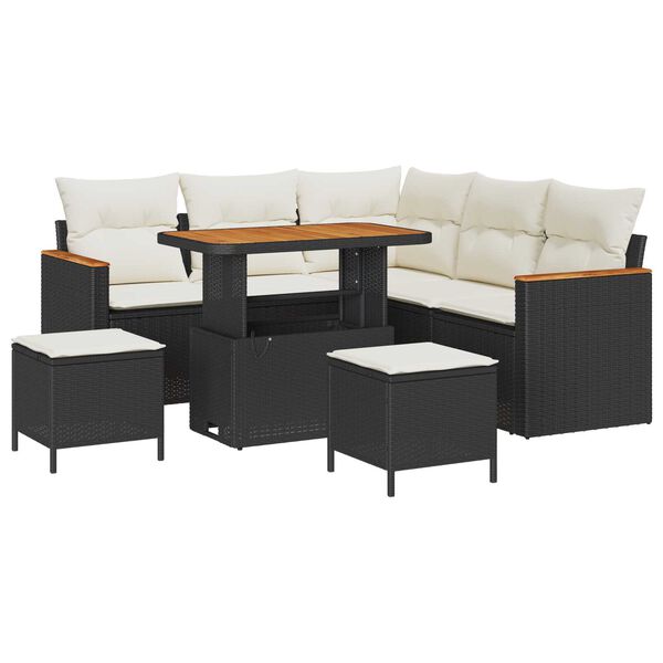 vidaXL Tuin Sofa Set met kussen 8 pcs Zwart Poly riet