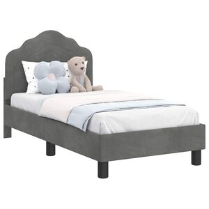 vidaXL Peuterbedframe met hoofdbord Donkergrijs 70 x 140 cm Fluweel
