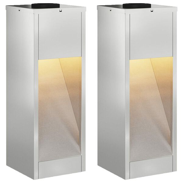 vidaXL Zonne LED Padverlichting 2 pcs Zilver Gegalvaniseerd