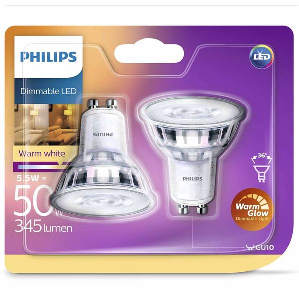 Philips LED-spotlight lampen Classic 5,5 W 345 lumen 2 st 929001364161