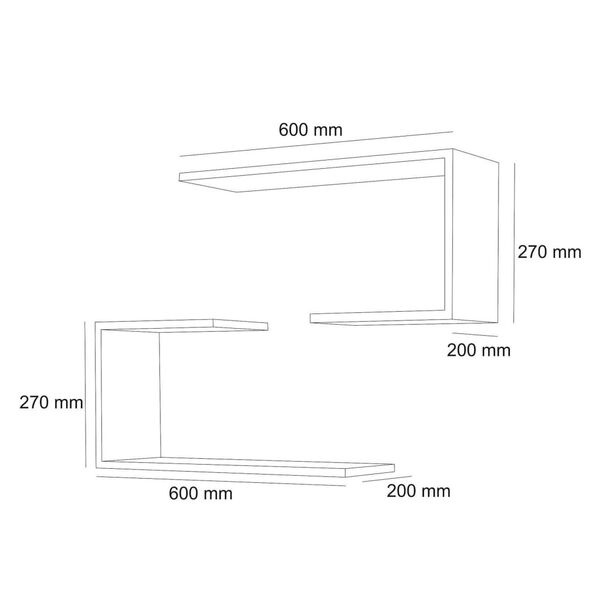 Homemania Wandschappenset J2 60x20x27 cm walnootkleurig