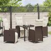 vidaXL Tuin Eetset met kussen 5 pcs Bruin Poly riet