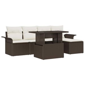 vidaXL Tuin Sofa Set met kussen 6 pcs Bruin poly rattan