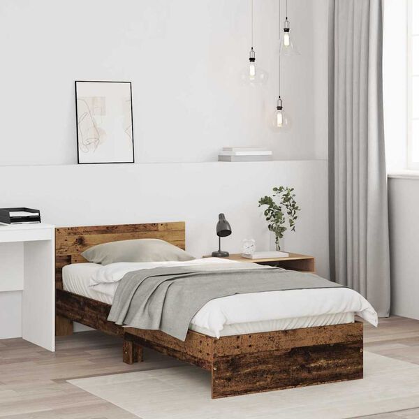 vidaXL Bedframe met hoofdeinde Oud Hout 90 x 190 cm Bewerkt hout