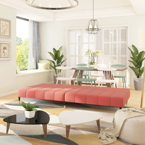 vidaXL Slaapbank 2-zits fluweel roze