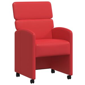 vidaXL Dining Stoelen met Wielen 2 pcs Rood 58 x 65 x 98 cm Kunstleer