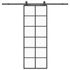 vidaXL Schuifdeur met beslagset 76x205 cm ESG glas zwart