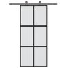 vidaXL Schuifdeur 90x205 cm gehard glas en aluminium zwart