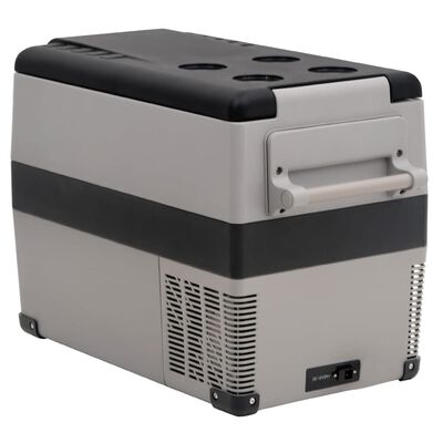 vidaXL Koelbox met handvat en adapter 55 L PP & PE zwart en grijs