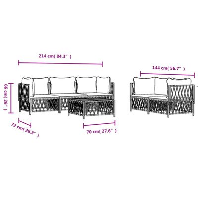 vidaXL 6-delige Loungeset met kussens staal antracietkleurig