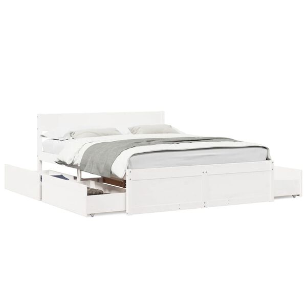 vidaXL Bedframe zonder matras massief grenenhout wit 160x200 cm
