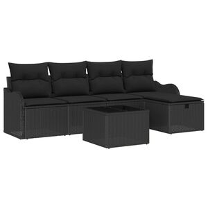 vidaXL Tuin Sofa Set 6 st 4-zits Zwart poly rattan