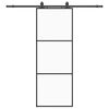 vidaXL Schuifdeur met beslagset 76x205 cm ESG glas zwart