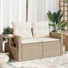 vidaXL Tuinbank 2-zits met kussens poly rattan beige