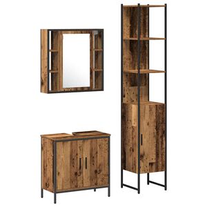 vidaXL Badkamermeubels 3 st Bruin 33 x 33 x 185,5 cm Bewerkt hout
