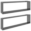 vidaXL Wandschap kubus 2 st 100x15x30 cm bewerkt hout hoogglans grijs