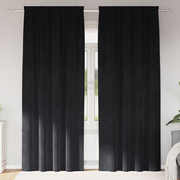 vidaXL Verduisterende gordijnen 2 pcs Zwart 140 x 225 cm Fluweel