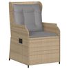 vidaXL Tuinstoelen 2 st verstelbaar met kussens poly rattan beige