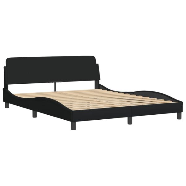 vidaXL Bed met matras "Hvar" stof zwart 160x200 cm