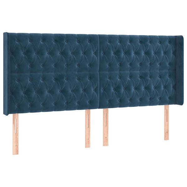 vidaXL Hoofdbord LED 183x16x118/128 cm fluweel donkerblauw