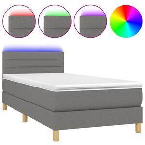 vidaXL Boxspring met matras en LED stof donkergrijs 80x200 cm