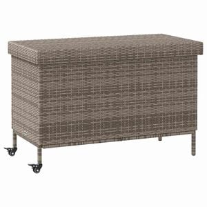 vidaXL Tuinbox met wielen 110x55x73 cm poly rattan grijs