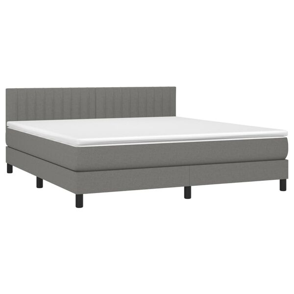 vidaXL Boxspring met matras en LED stof donkergrijs 180x200 cm