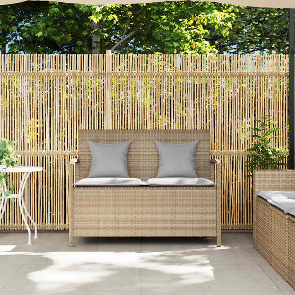 vidaXL Tuinbank met kussen poly rattan beige