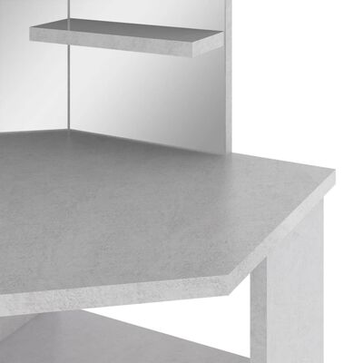 vidaXL Hoekkaptafel met LED 111x54x141,5 cm betongrijs