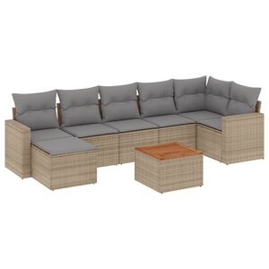 vidaXL 8-delige Loungeset met kussens poly rattan beige