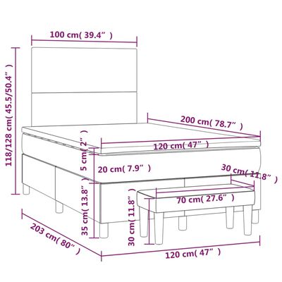 vidaXL Boxspring met matras fluweel zwart 120x200 cm