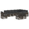 vidaXL Tuinbankenset 10 pcs Grijs en Donkergrijs poly rattan