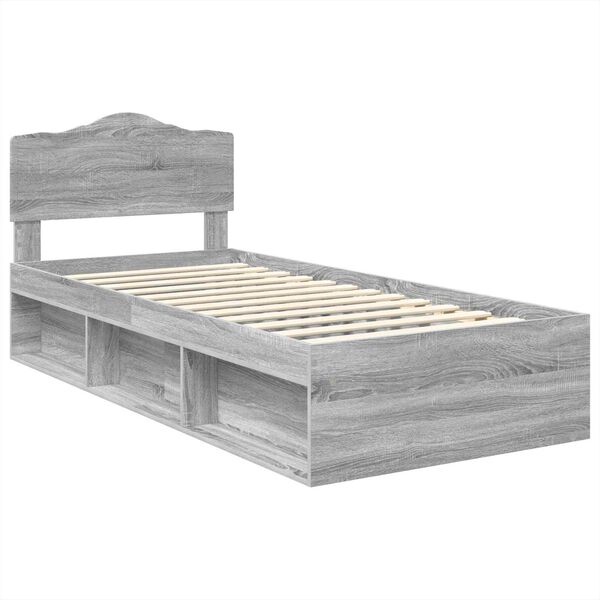 vidaXL Bedframe Grijs Sonoma 90 x 190 cm Massief grenenhout