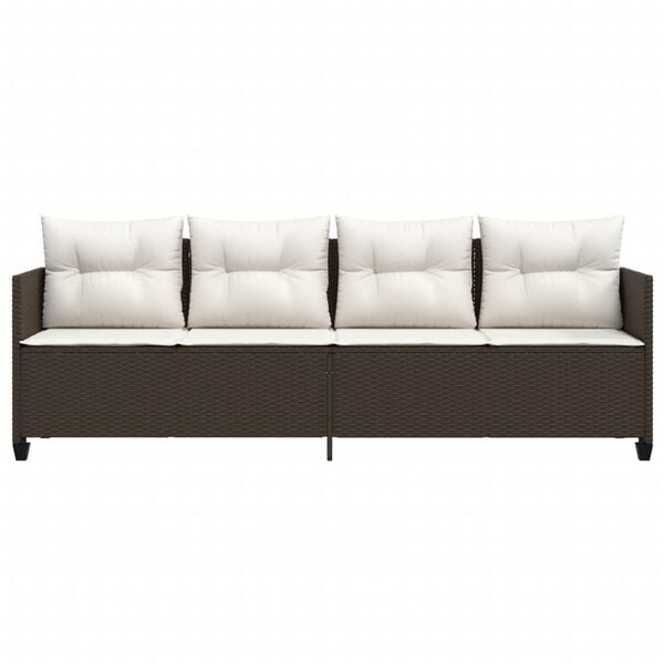 vidaXL Ligbed met kussens poly rattan bruin