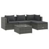 vidaXL 5-delige Loungeset met kussens poly rattan grijs