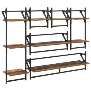 vidaXL Wandplankenset 6 pcs Oud Hout 100 x 25 x 30 cm Bewerkt hout