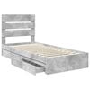 vidaXL Opslag bed met hoofdeinde Beton Grijs 70 x 190 cm Bewerkt hout
