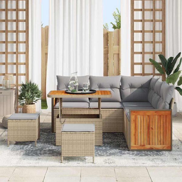 vidaXL Tuin Sofa Set 8 pcs Beige poly rattan