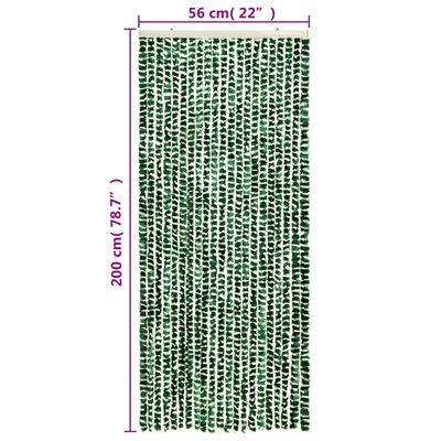 vidaXL Vliegengordijn 56x200 cm chenille groen en wit