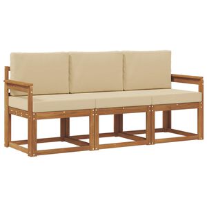 vidaXL Buiten bankenset 3 st Natuurlijk en Beige