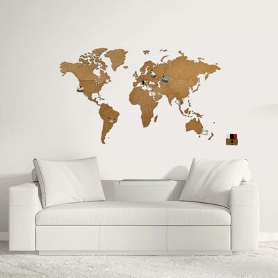 MiMi Innovations Wereldkaart muurdecoratie Luxury 130x78 cm hout bruin